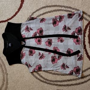 Women's Black Rose Pattern Sleeveless top Sz M